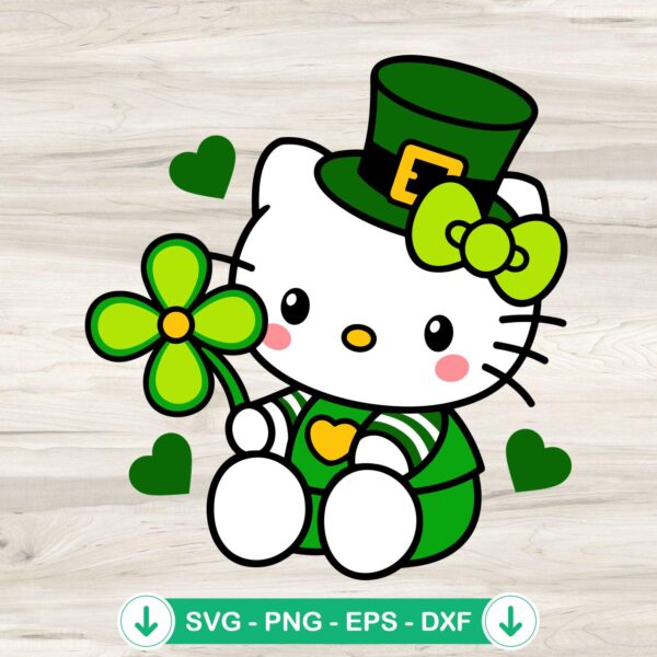 St Patricks Day Hello Kitty SVG cut file for cricut