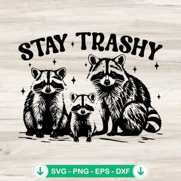 Stay Trashy SVG file, funny raccoons cutting file for Cricut