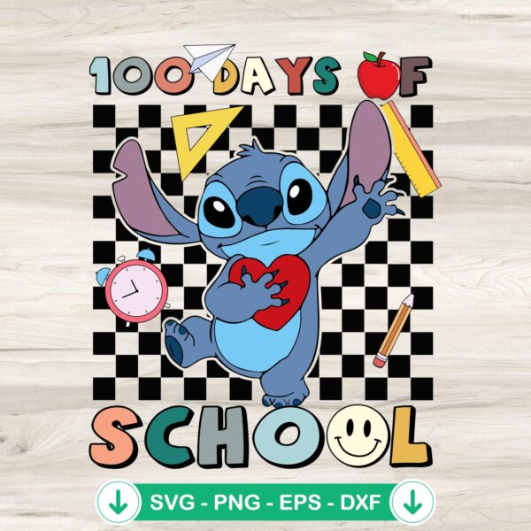 Stitch 100 Days Of School SVG file for cricut cutting machine
