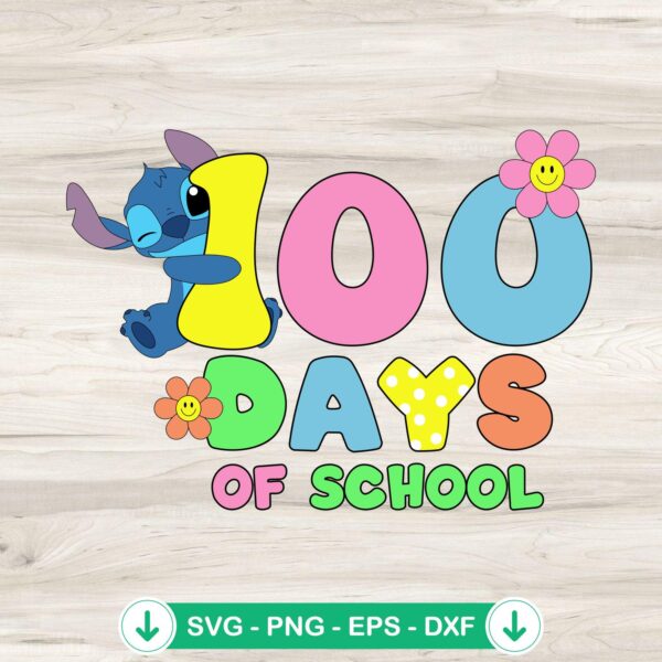 Stitch 100 Days Of School SVG file for Cricut cutting machine