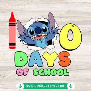 Stitch 100th Day Of School svg file for cricut cutting file