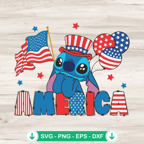 Stitch America SVG file for 4th of July crafts, cutting file