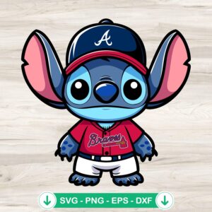 Stitch Atlanta Braves Baseball SVG file for Cricut