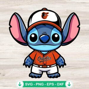 Stitch Baltimore Orioles Baseball SVG file for Cricut cutting machine