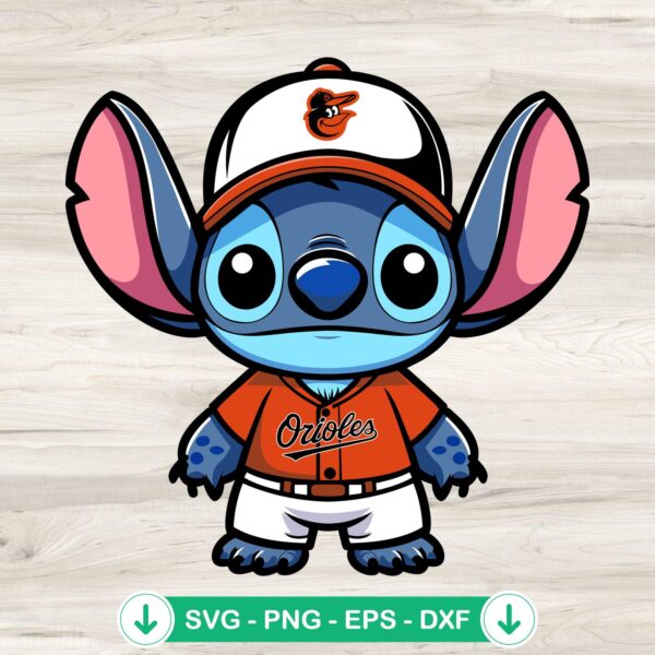Stitch Baltimore Orioles Baseball SVG file for Cricut cutting machine