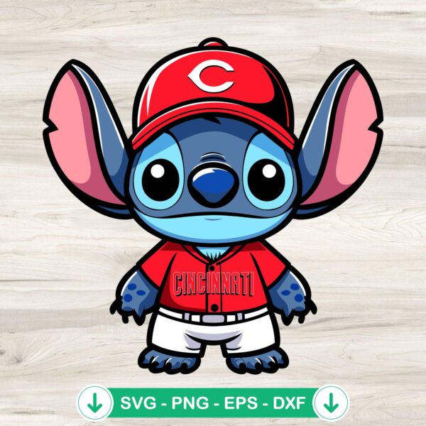 Stitch Cincinnati Reds Baseball SVG file for cricut svg cutting