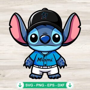 Stitch Miami Marlins Baseball SVG file for cutting machines