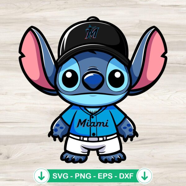 Stitch Miami Marlins Baseball SVG file for cutting machines