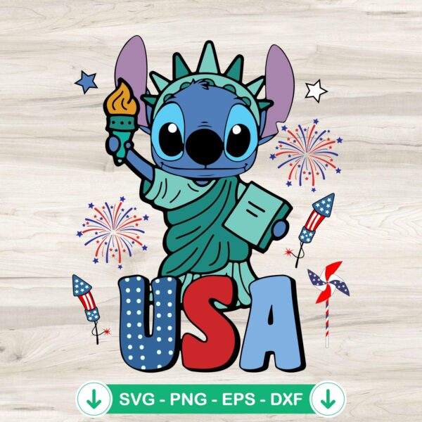 Stitch USA 4th Of July SVG file for Cricut cutting