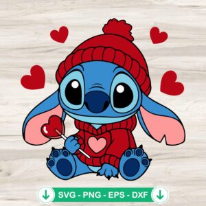 Stitch Valentine SVG file for Cricut cutting machine