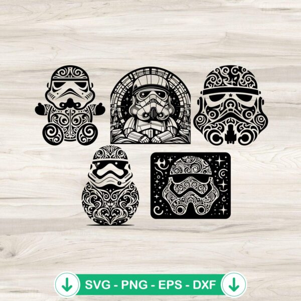Stormtrooper Mandala SVG Bundle cutting file for crafts