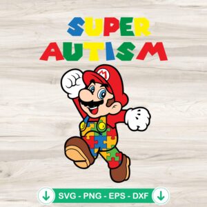 Super Mario Autism SVG file for DIY projects and Cricut