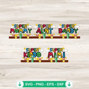 Super Mario Family Bundle SVG file for Cricut cutting machine