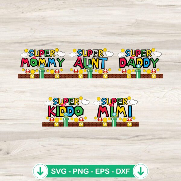 Super Mario Family Bundle SVG file for Cricut cutting machine