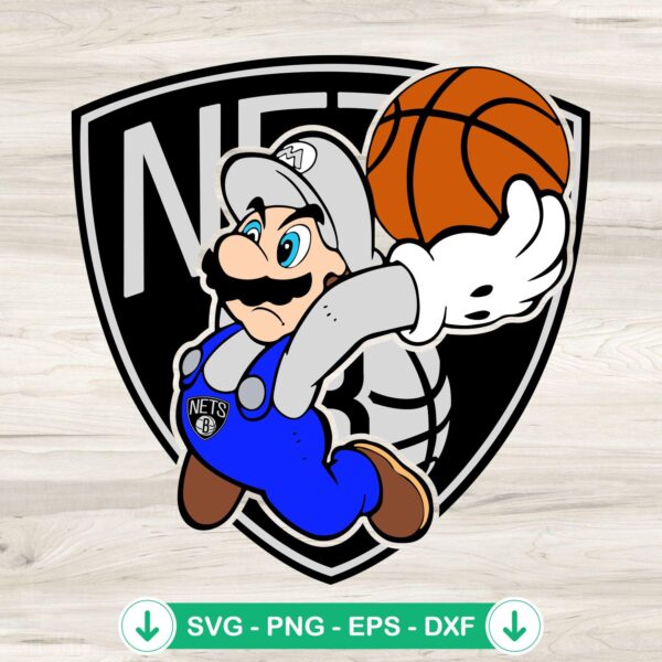 Super Mario NBA Brooklyn Nets svg file for cutting machines