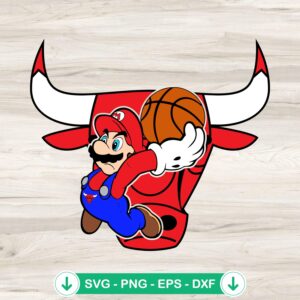 Super Mario NBA Chicago Bulls svg file cutting file