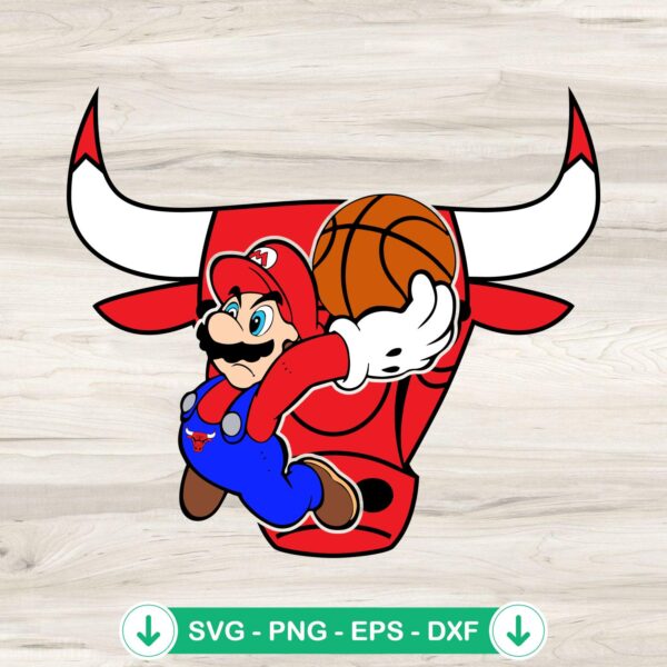 Super Mario NBA Chicago Bulls svg file cutting file