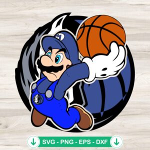 Super Mario NBA Dallas Mavericks svg file cutting file