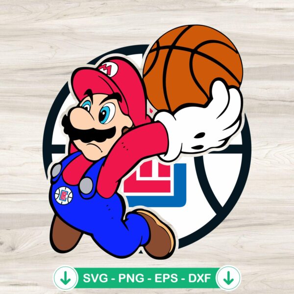 Super Mario NBA LA Clippers svg file for cricut and cutting file