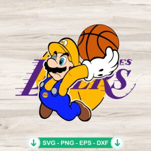 Super Mario NBA Los Angeles Lakers svg file for cutting machine