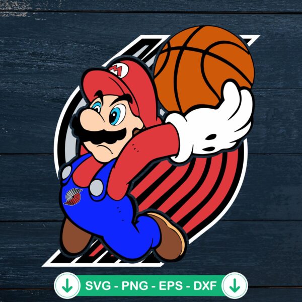 Super Mario NBA Portland Trail Blazers SVG file for cutting machines