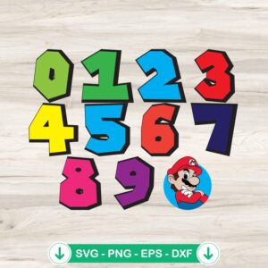 Super Mario Numbers SVG file for Cricut cutting machine