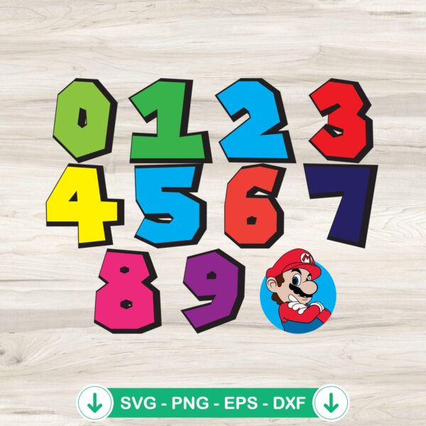 Super Mario Numbers SVG file for Cricut cutting machine