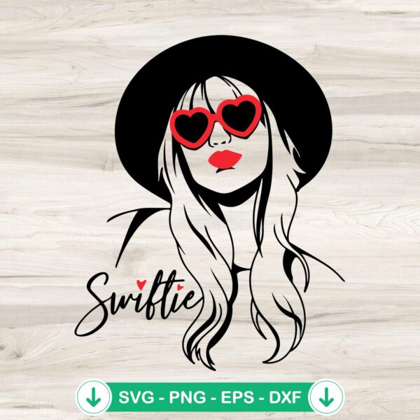 Swiftie SVG file, Taylor Swift face heart glass cutting file
