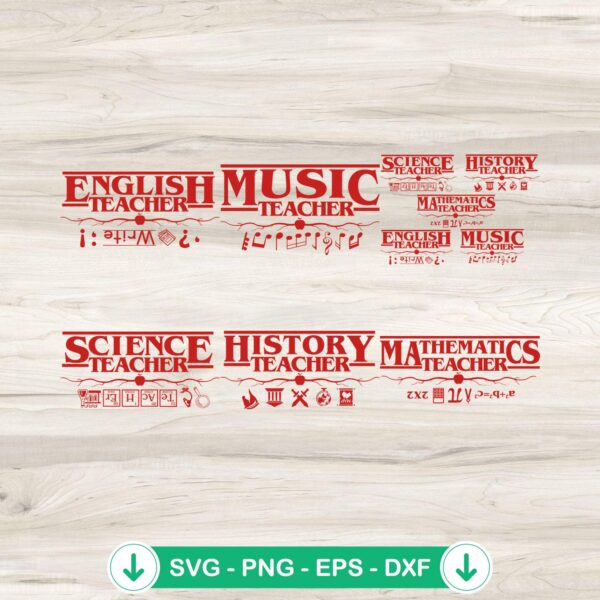 Teacher Stranger Things Bundle SVG file for Cricut cutting