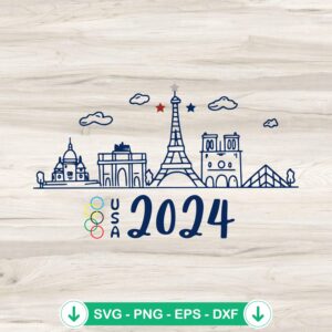 Team USA 2024 Paris Skyline SVG file, cricut svg cut file