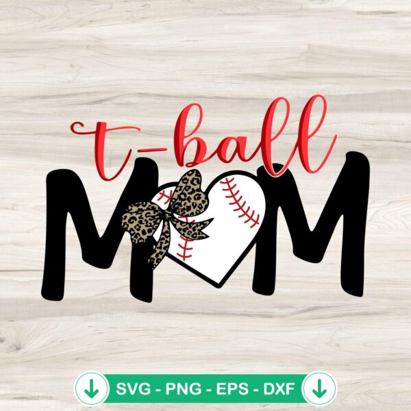 Tee Ball Mom SVG file with leopard bow, cricut svg cut file