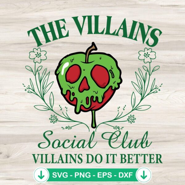 The Villains Social Club SVG file for Halloween themed crafts