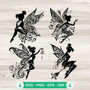 Tinker Bell SVG file in mandala zentangle style cutting file