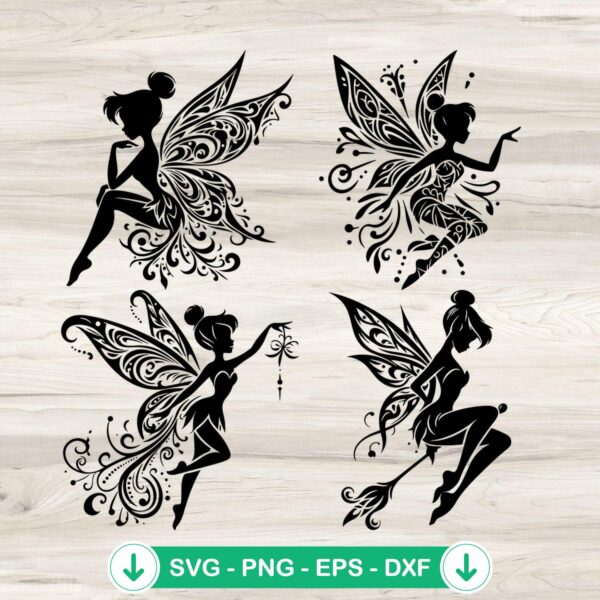 Tinker Bell SVG file in mandala zentangle style cutting file