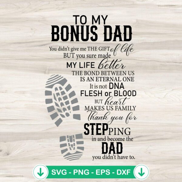 To My Bonus Dad SVG file, cricut svg cut file