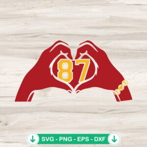 Travis Kelce 87 Heart Hands SVG file for Cricut cutting machine