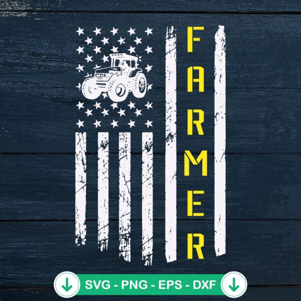 US Farmer SVG file with tractor and USA flag, cricut svg