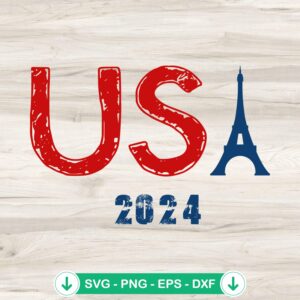 USA 2024 Eiffel Tower svg file for Cricut cutting machine