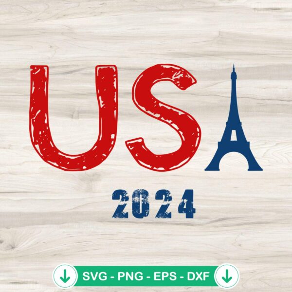 USA 2024 Eiffel Tower svg file for Cricut cutting machine