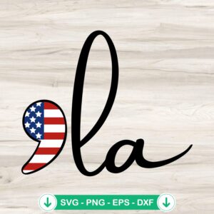 USA American Flag Comma-la SVG file for Cricut cutting machine