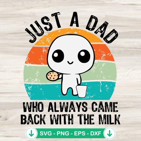 Vintage Just A Dad Who Always Came Back With The Milk svg file for cutting machines