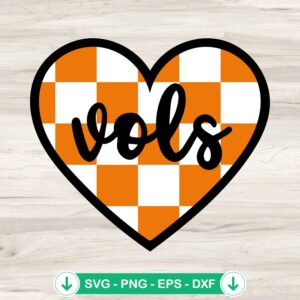 Vols Checkerboard Heart SVG file for Cricut cutting machines