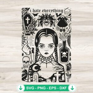Wednesday Addams SVG file, cricut svg cutting file, vector silhouette