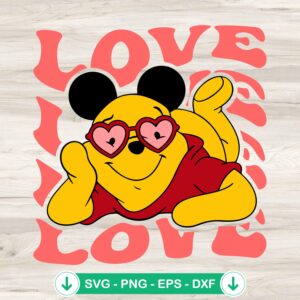 Winnie Pooh Love svg file for Cricut, cutting file for Valentine's Day