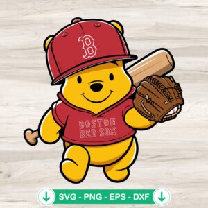 Winnie The Pooh Boston Red Sox SVG file for cutting machines