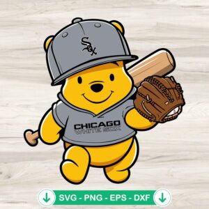 Winnie The Pooh Chicago White Sox baseball SVG file, cricut svg cutting file