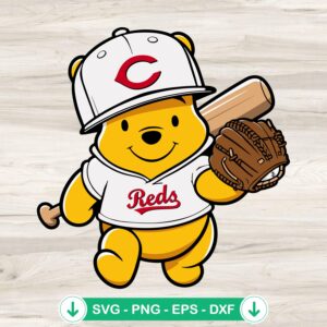Winnie The Pooh Cincinnati Reds svg file for cutting machines