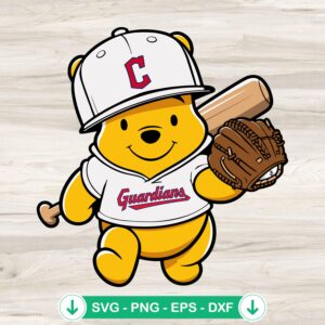 Winnie The Pooh Cleveland Guardians baseball svg file cutting file