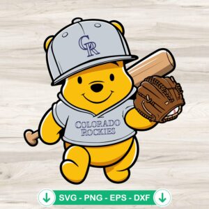 Winnie The Pooh Colorado Rockies baseball svg file for cutting machine