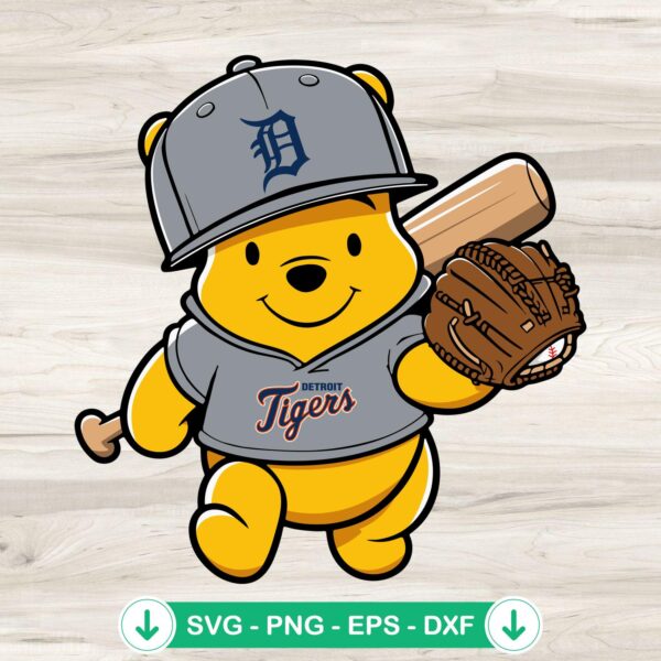 Winnie The Pooh Detroit Tigers SVG file for cutting machines